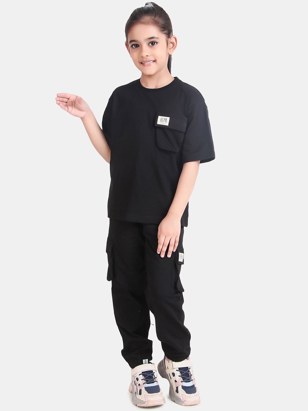 

KEPA Kids Cotton T-Shirt With Joggers, Black