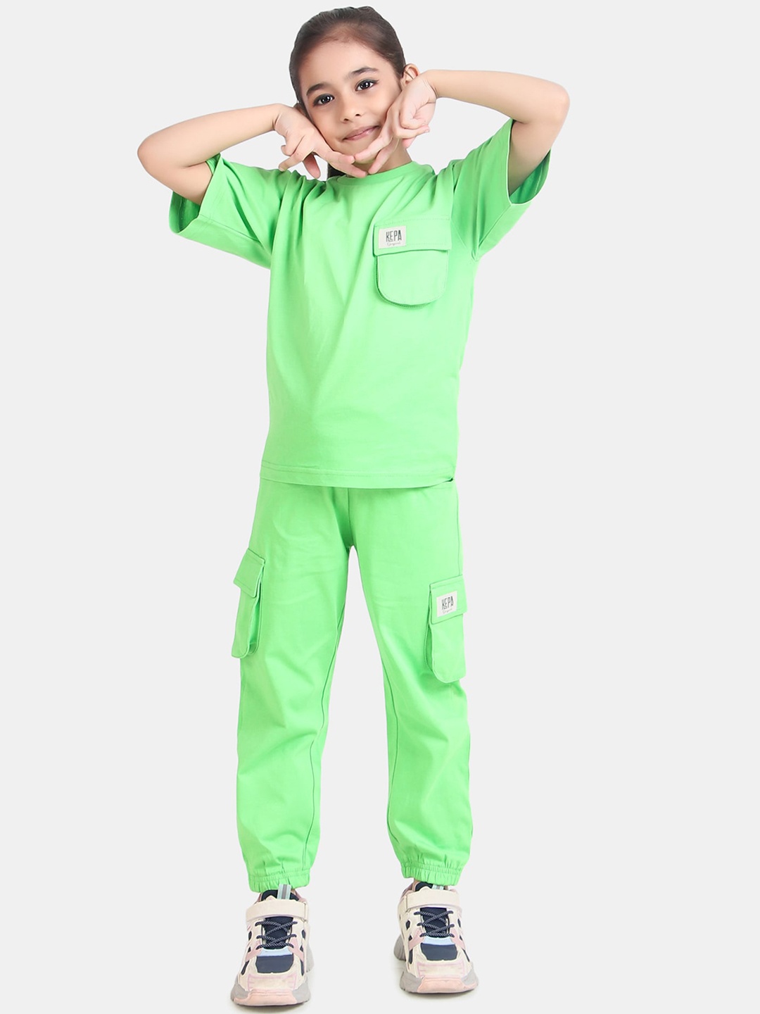 

KEPA Kids Cotton T-Shirt With Joggers, Green