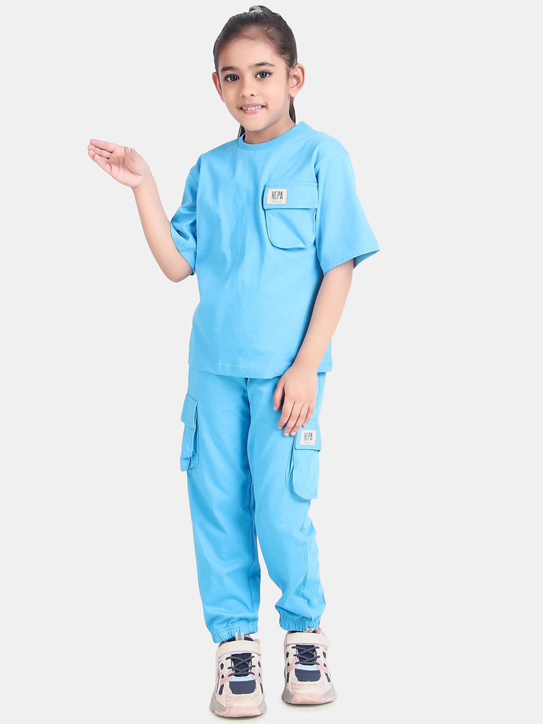 

KEPA Kids Cotton T-Shirt With Joggers, Blue