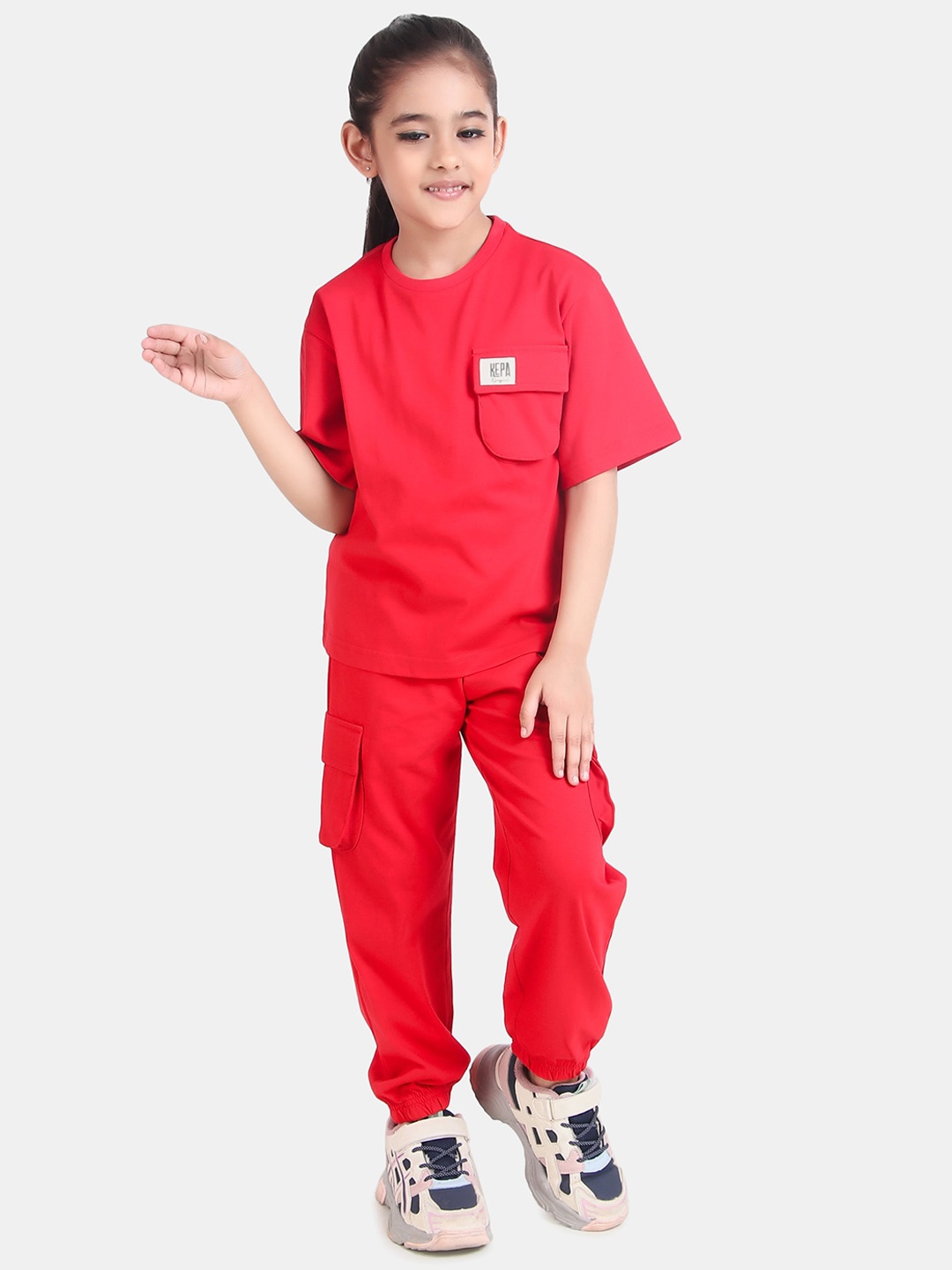 

KEPA Kids Cotton T-Shirt With Joggers, Red