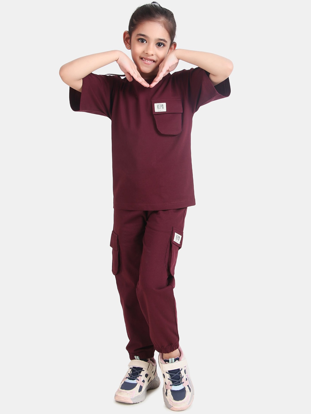 

KEPA Kids Cotton T-Shirt With Joggers, Purple