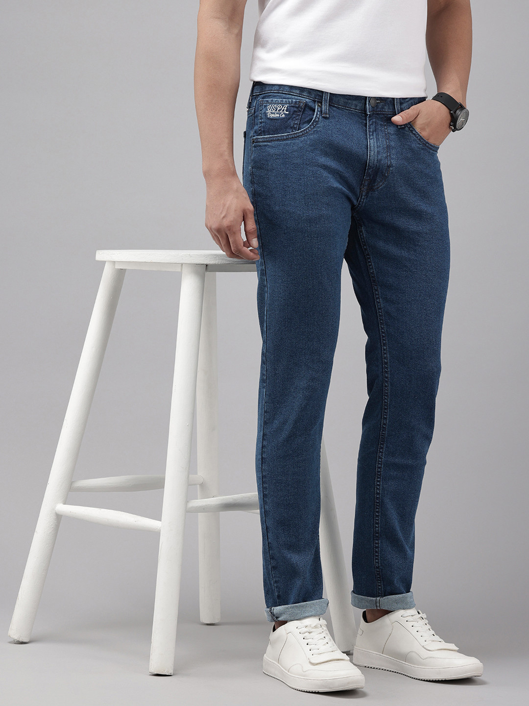 

U.S. Polo Assn. Denim Co. Men Brandon Slim Fit Light Fade Stretchable Jeans, Blue