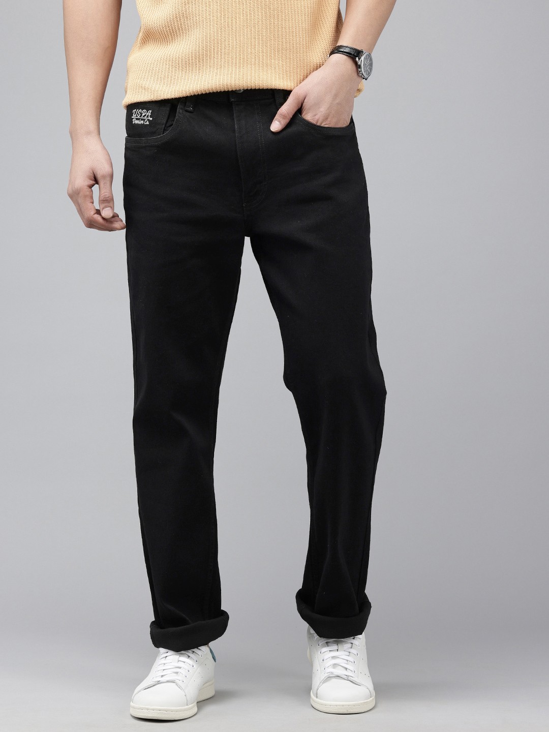 

U.S. Polo Assn. Denim Co. Men Harold Slim Straight Fit Stretchable Jeans, Black