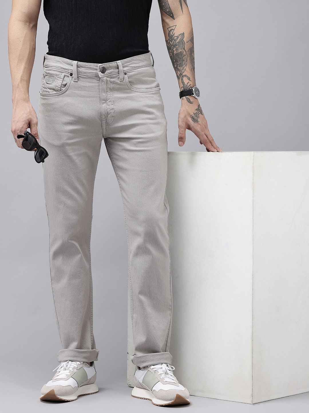 

U.S. Polo Assn. Denim Co. Men Harold Slim Straight Fit Pure Cotton Jeans, Grey
