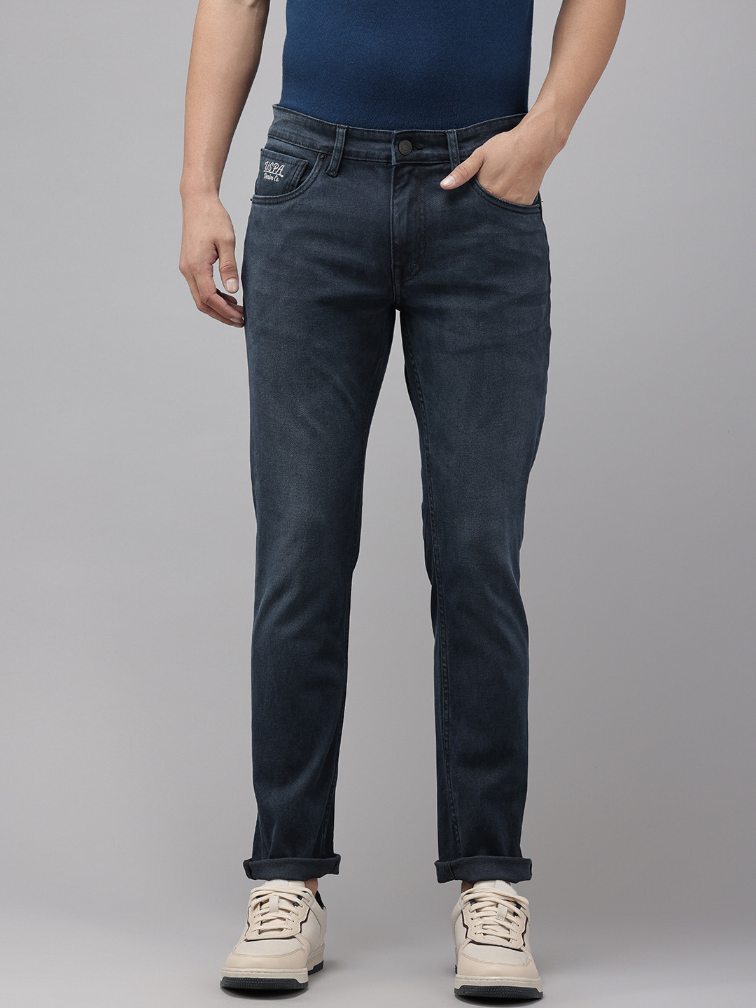 

U.S. Polo Assn. Denim Co. Men Brandon Slim Fit Light Fade Stretchable Jeans, Navy blue