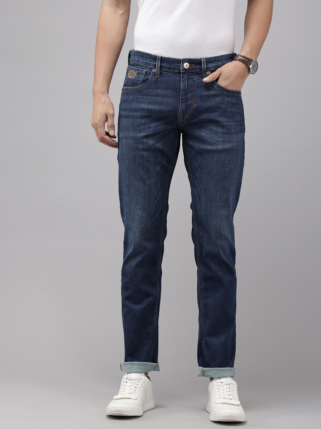 

U.S. Polo Assn. Denim Co. Men Brandon Slim Fit Light Fade Stretchable Jeans, Blue