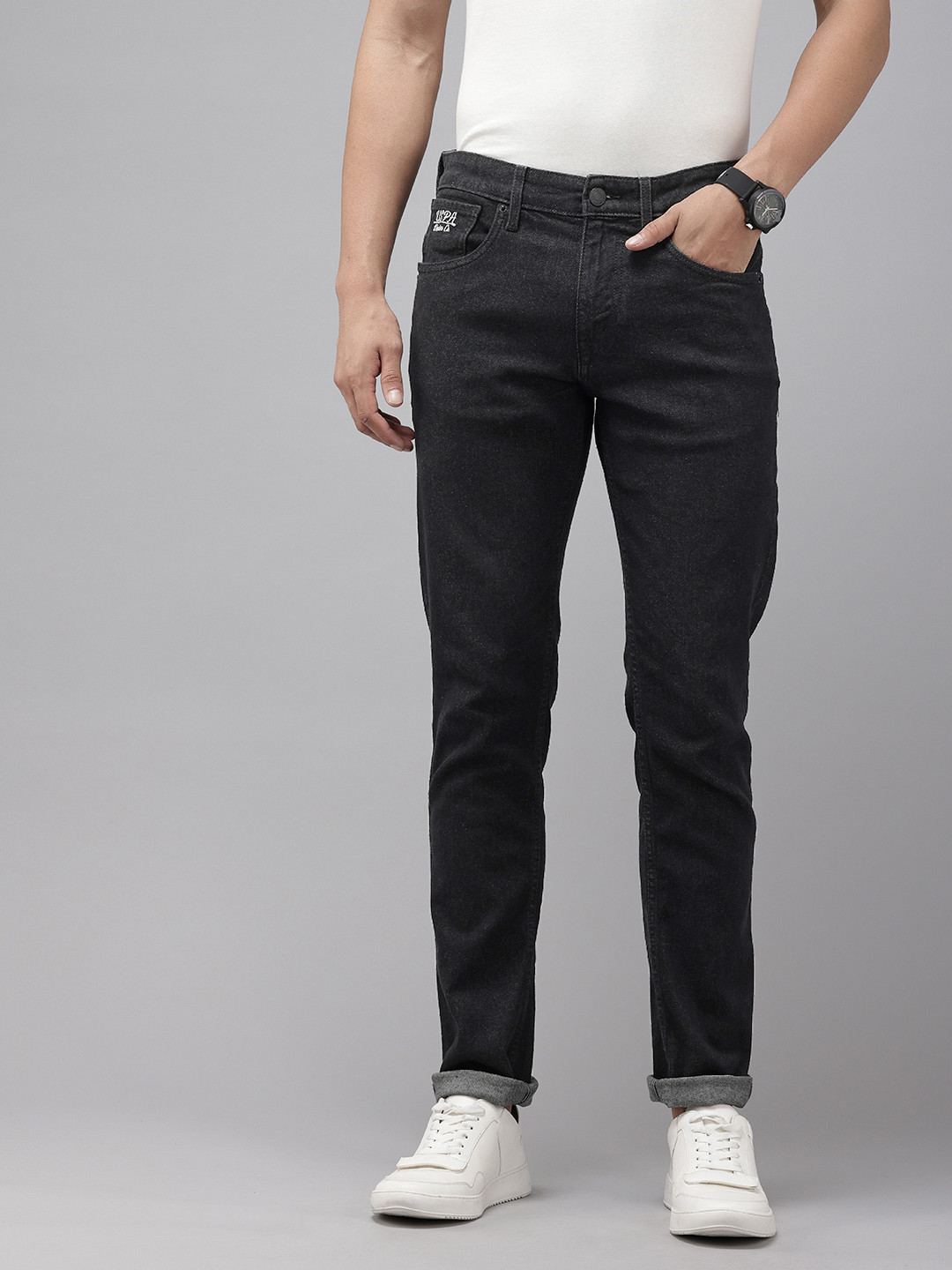 

U.S. Polo Assn. Denim Co. Men Slim Fit Embroidered Stretchable Jeans, Black