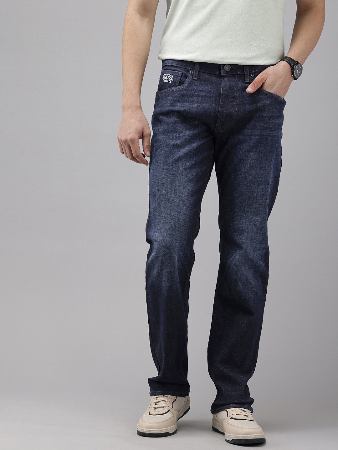

U.S. Polo Assn. Denim Co. Men Slim Fit Light Fade Stretchable Jeans, Blue