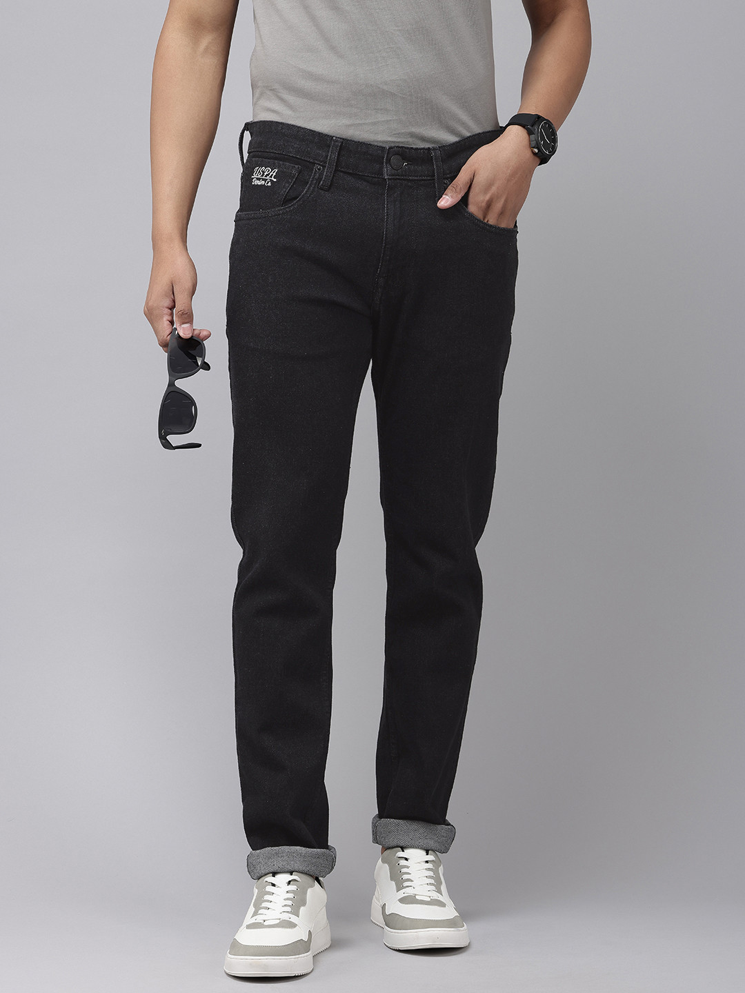 

U.S. Polo Assn. Denim Co. Men Brandon Slim Tapered Fit Stretchable Jeans, Black