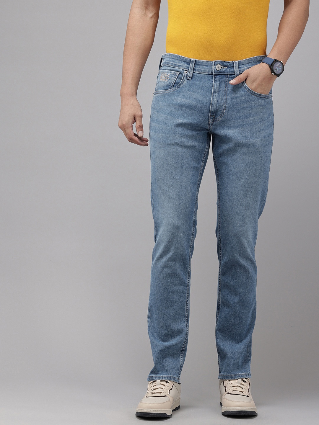 

U.S. Polo Assn. Denim Co. Men Brandon Slim Fit Light Fade Stretchable Jeans, Blue