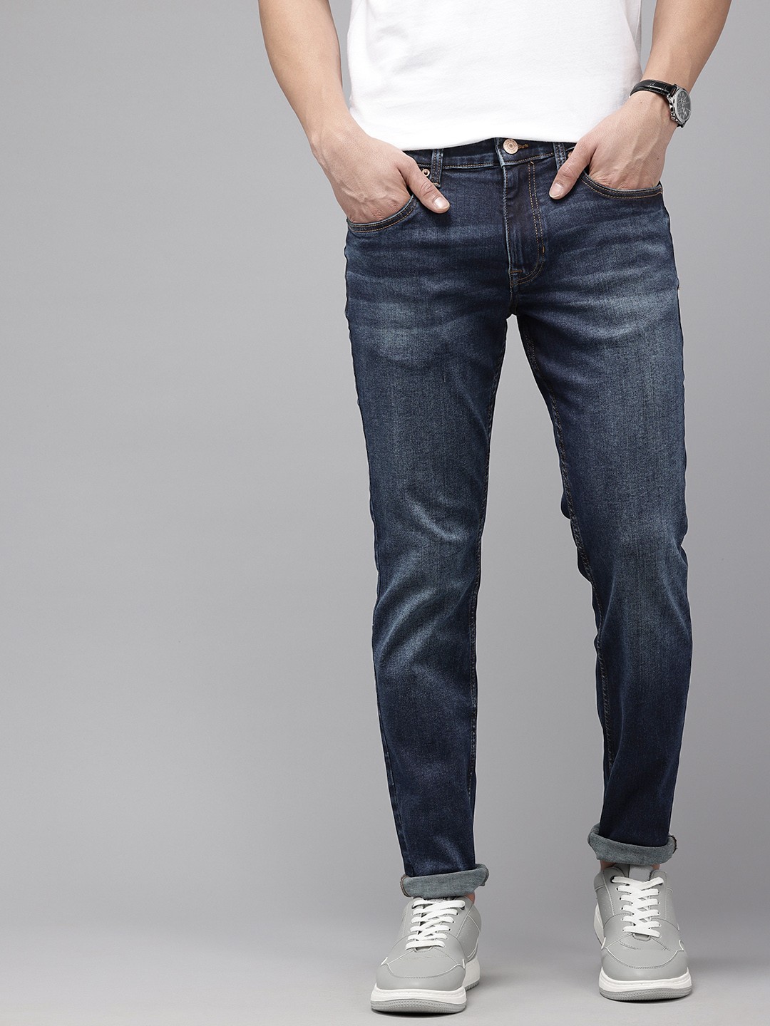 

U.S. Polo Assn. Denim Co. Men Brandon Slim Tapered Fit Light Fade Stretchable Jeans, Blue