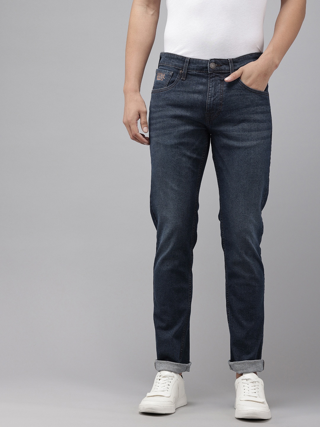 

U.S. Polo Assn. Denim Co. Men Brandon Slim Fit Light Fade Stretchable Jeans, Blue