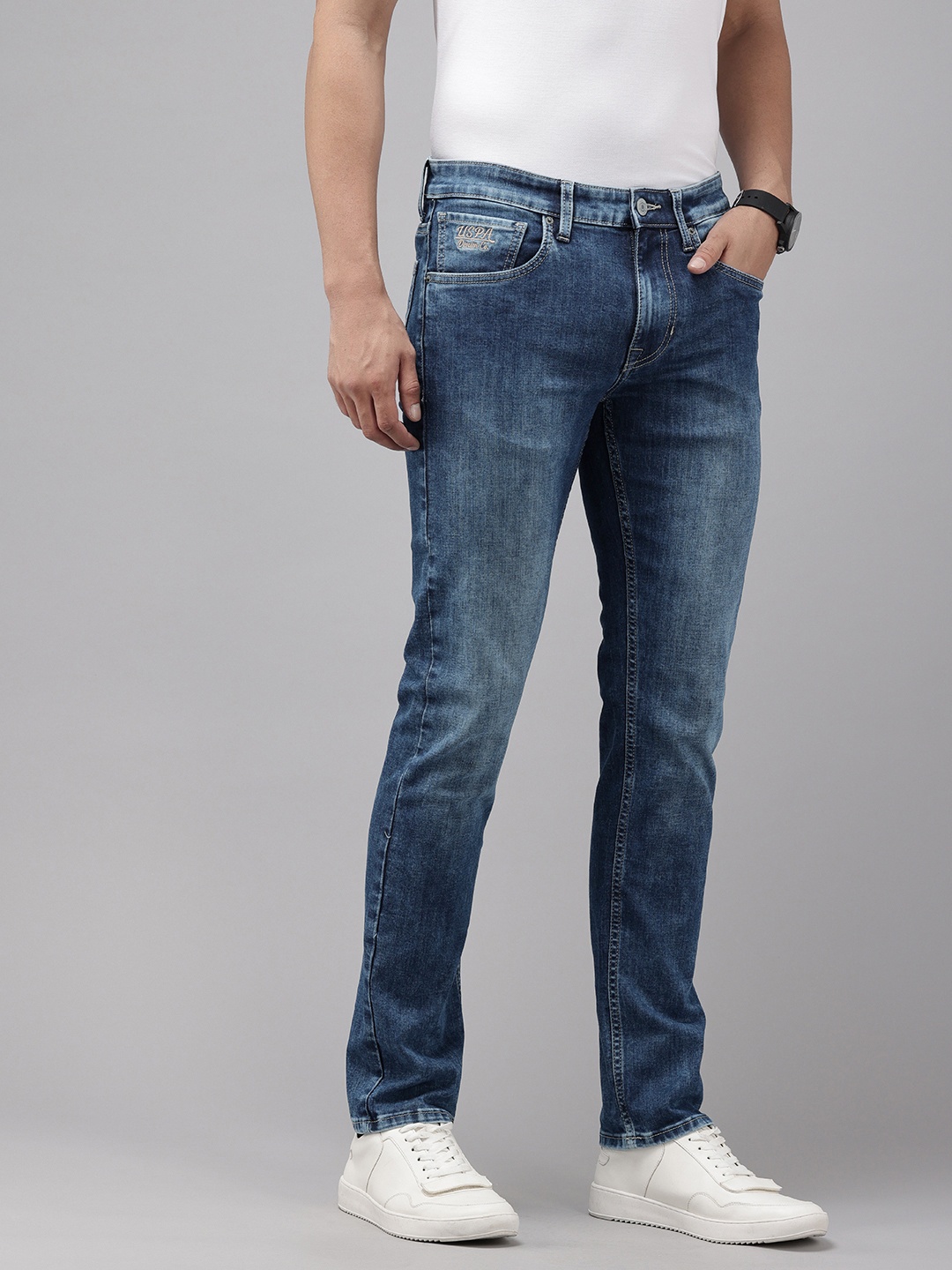

U.S. Polo Assn. Denim Co. Men Regallo Skinny Fit Heavy Fade Stretchable Jeans, Blue