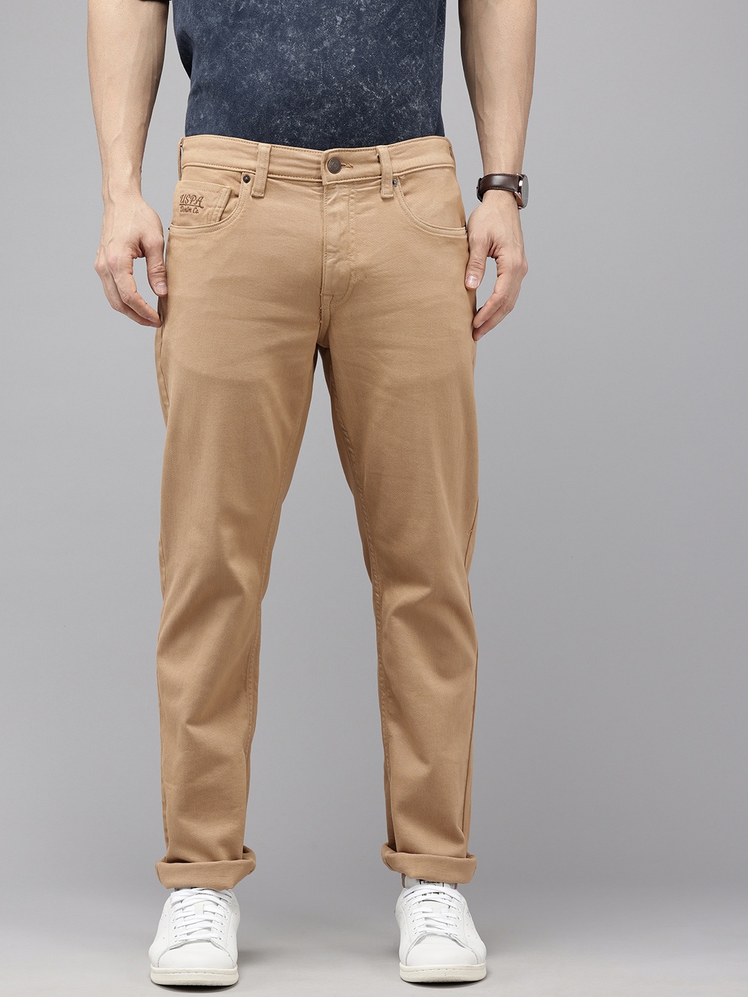 

U.S. Polo Assn. Denim Co. Men Harold Slim Straight Fit Stretchable Jeans, Khaki