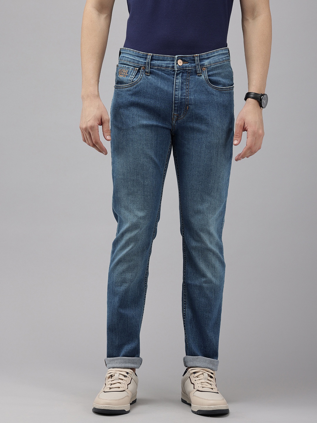 

U.S. Polo Assn. Denim Co. Men Brandon Slim Fit Light Fade Stretchable Jeans, Blue