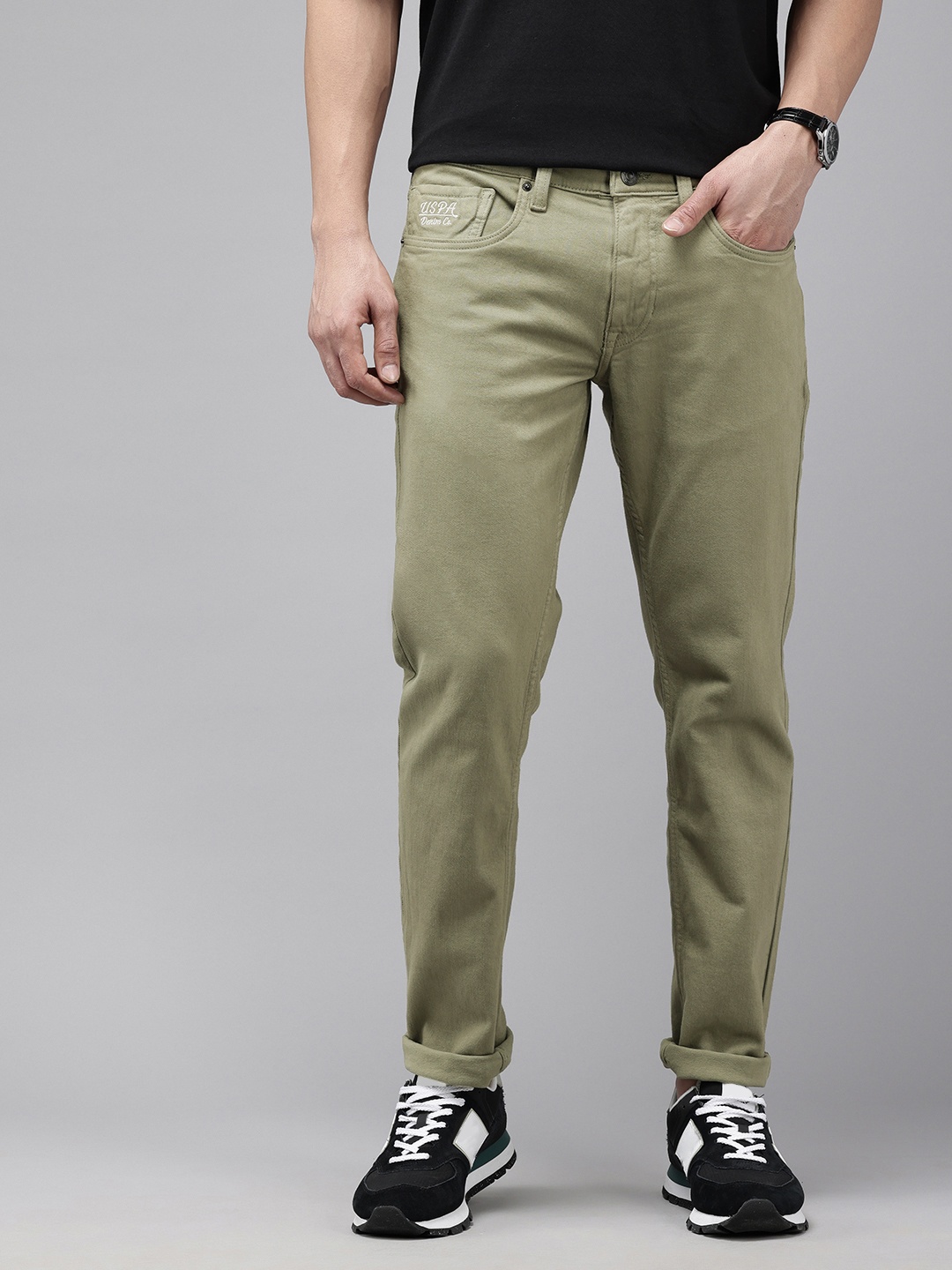 

U.S. Polo Assn. Denim Co. Men Brandon Slim Tapered Fit Stretchable Jeans, Olive