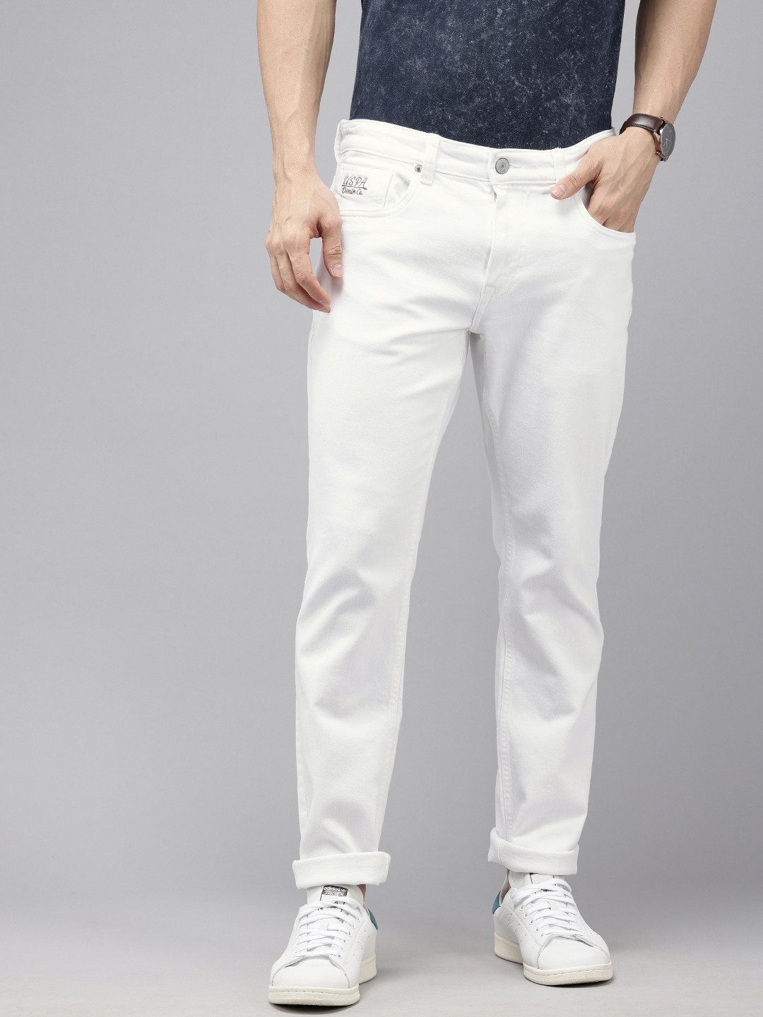 

U.S. Polo Assn. Denim Co. Men Brandon Slim Tapered Fit Stretchable Jeans, White