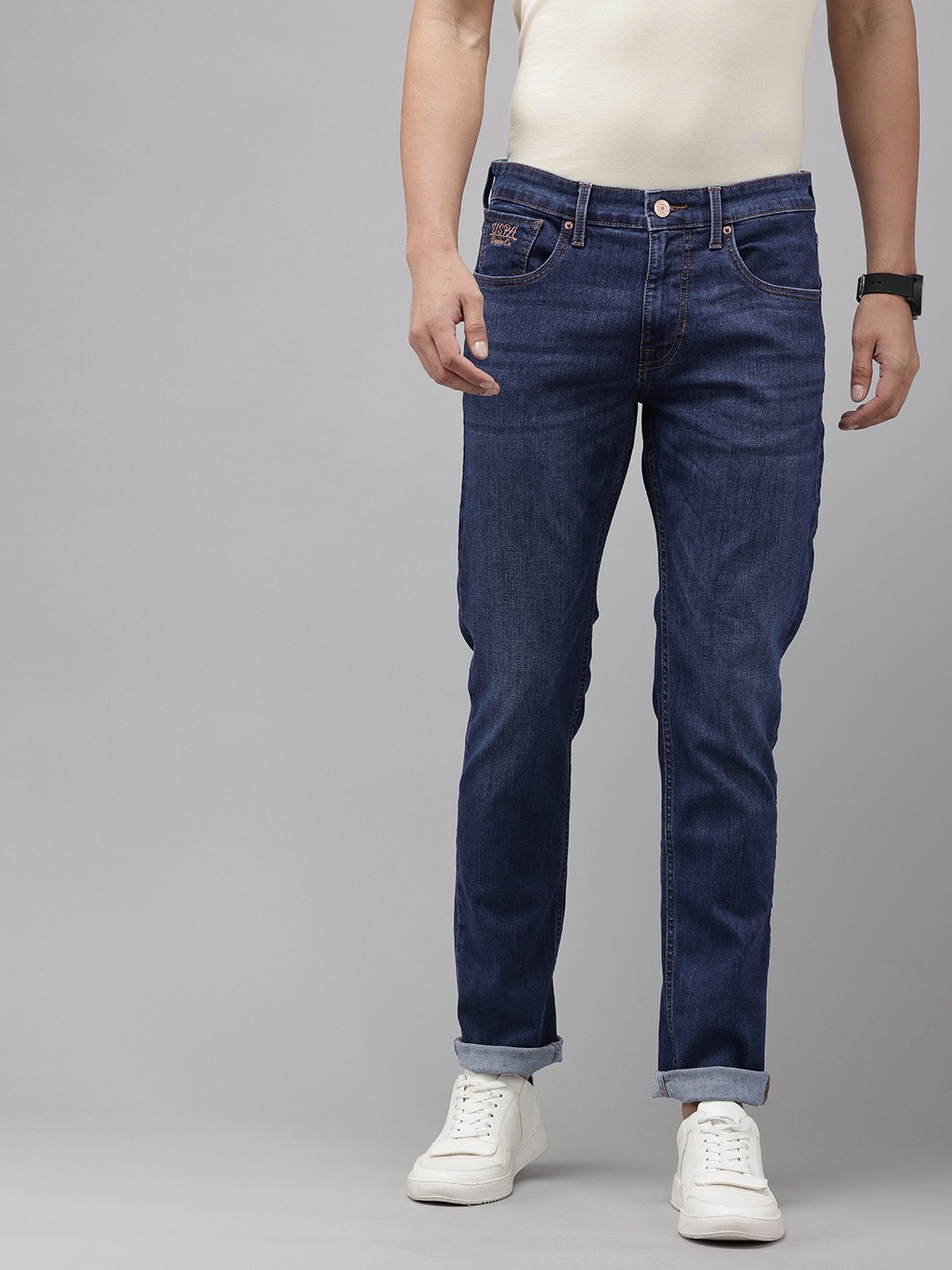 

U.S. Polo Assn. Denim Co. Men Slim Fit Light Fade Stretchable Jeans, Blue