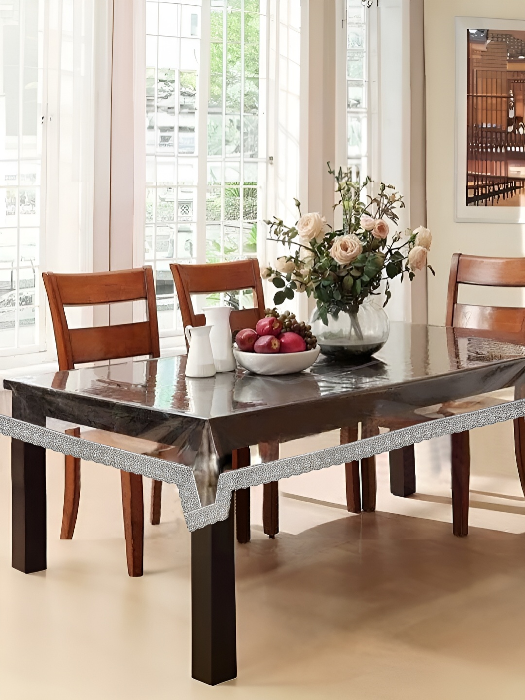 

Aura Silver-Toned 4-Seater Embellished Table Cover