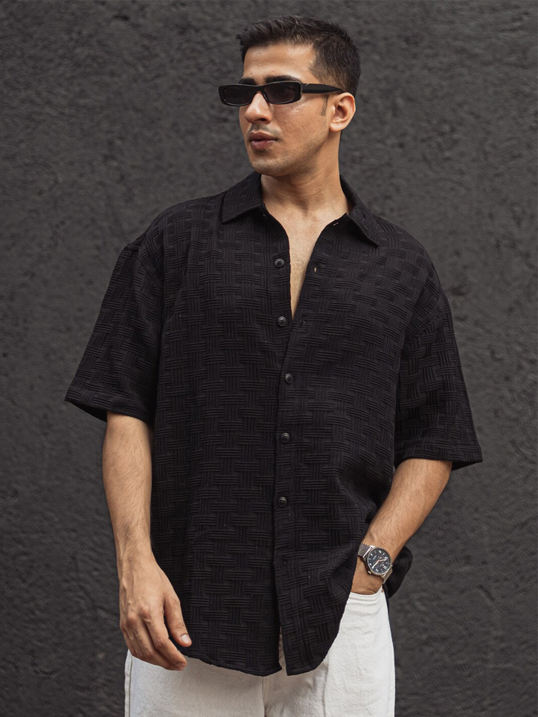 

Powerlook Men Opaque Casual Shirt, Black