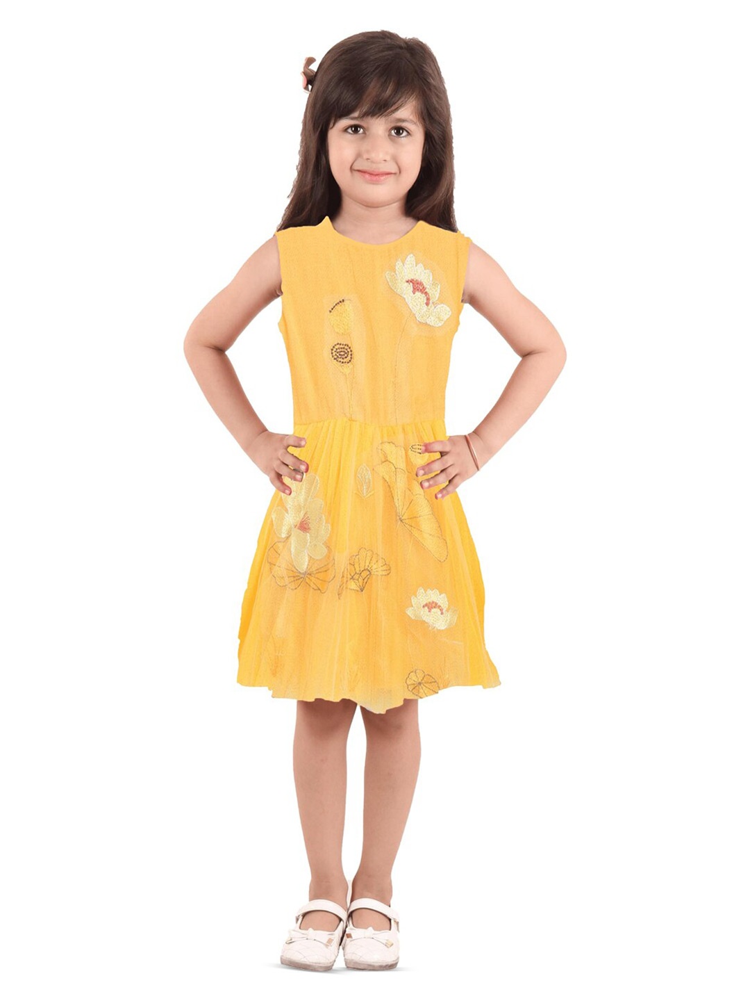 

Kids On Board Girls Crepe Fit & Flare Dress, Yellow