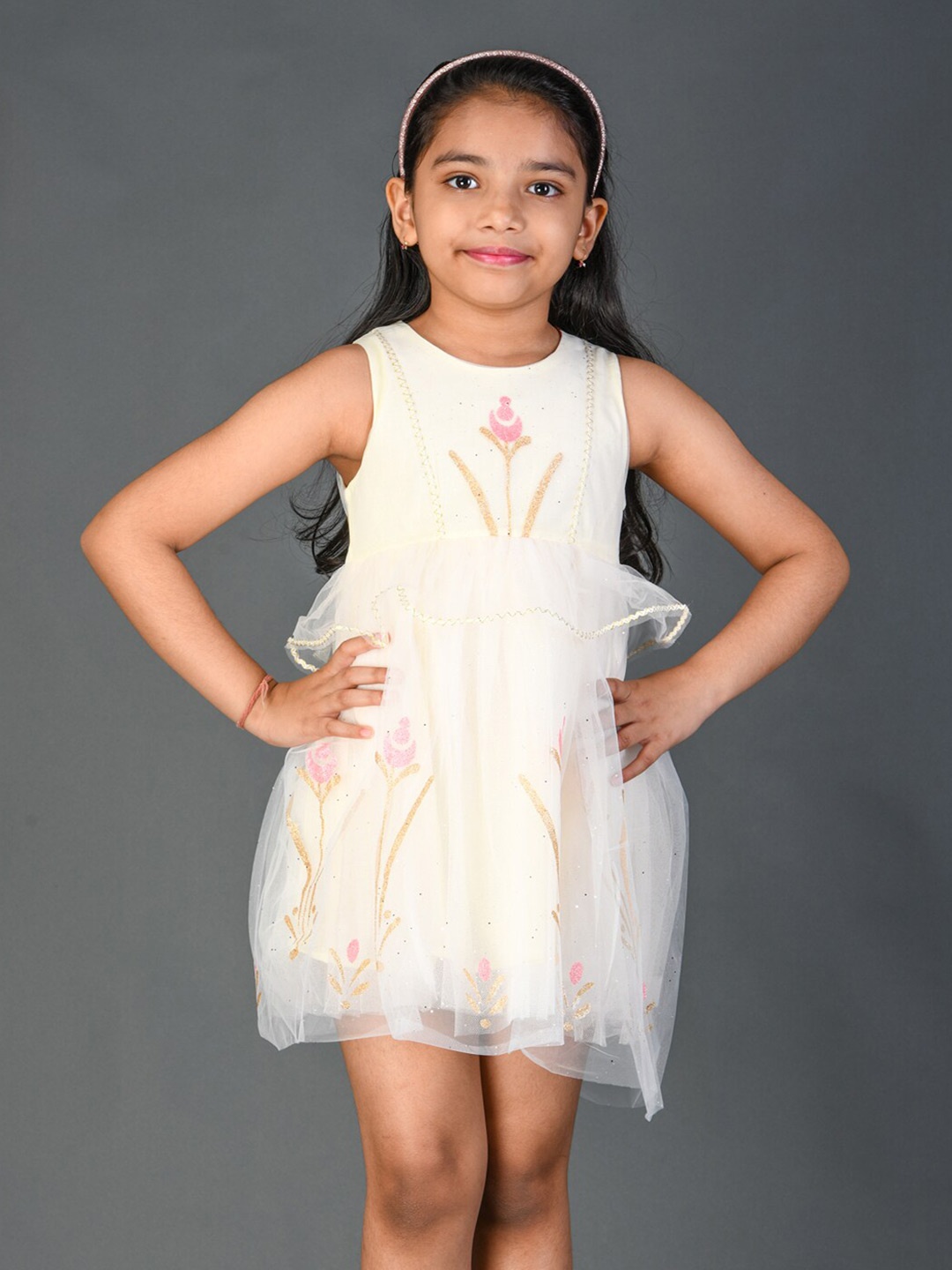

Kids On Board Girls Floral Crepe Fit & Flare Dress, White