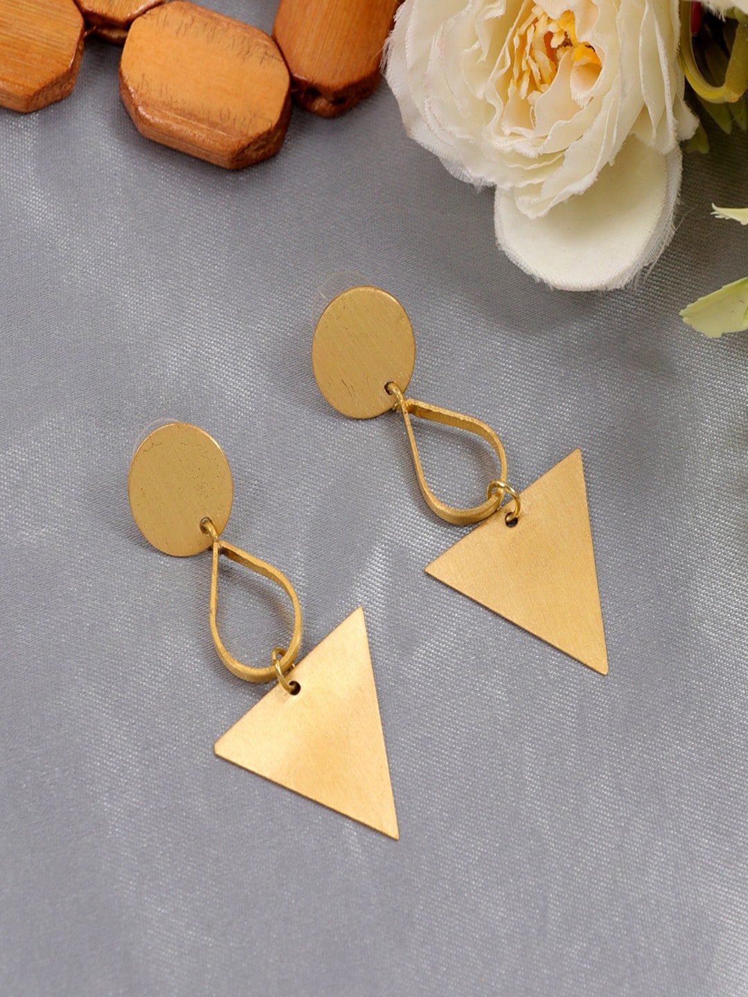 

UNIVERSITY TRENDZ Gold-Plated Triangle Drop Earrings
