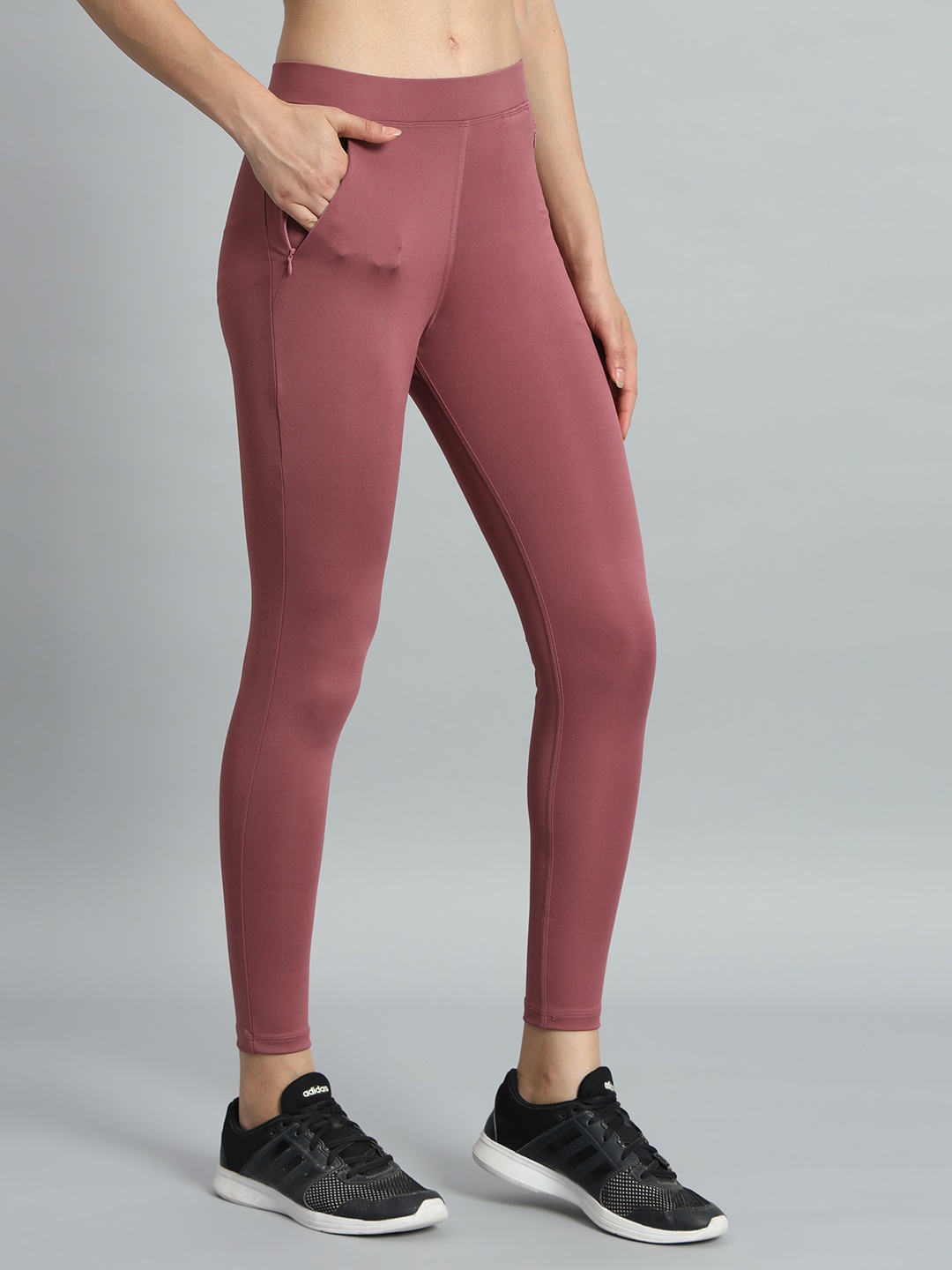 

Mehrang Women Slim-Fit Ankle-Length Gym Tights, Mauve