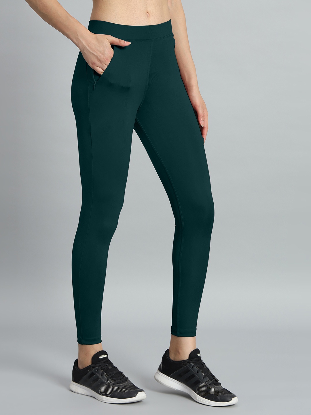 

Mehrang Women Slim-Fit Ankle-Length Gym Tights, Green