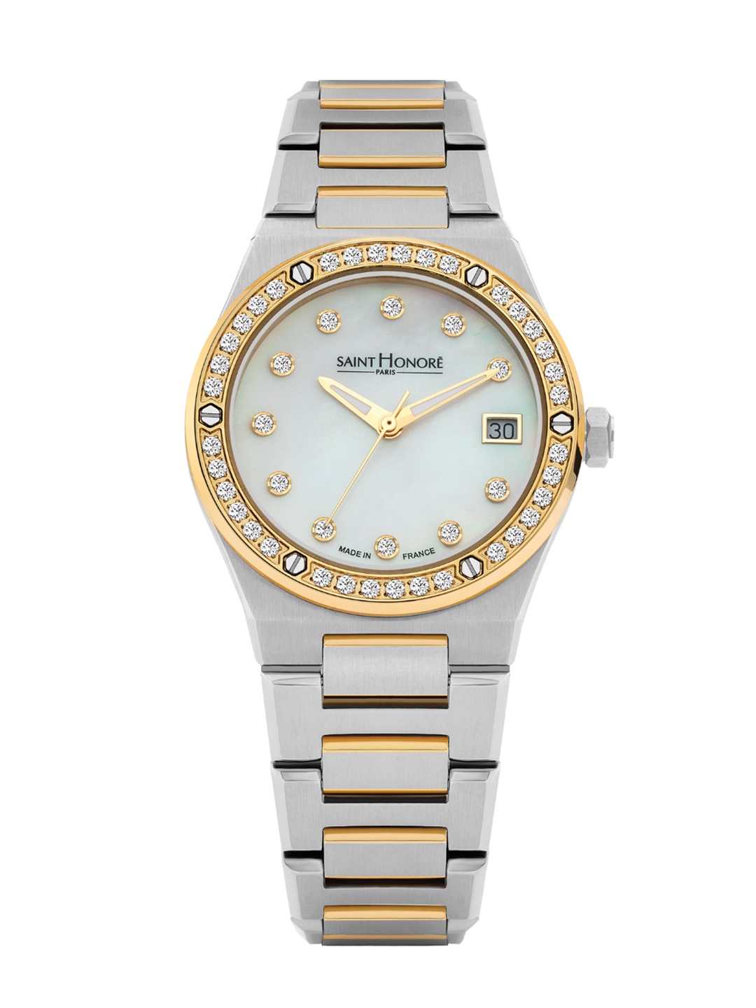 

SAINT HONORE PARIS Women Haussmann Lady Quartz White Round Watch- H-SH-NH752126-4YDT, Gold