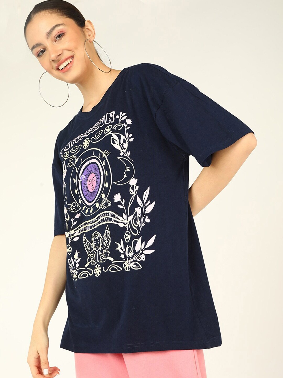 

DressBerry Women Typography Printed T-shirt, Blue