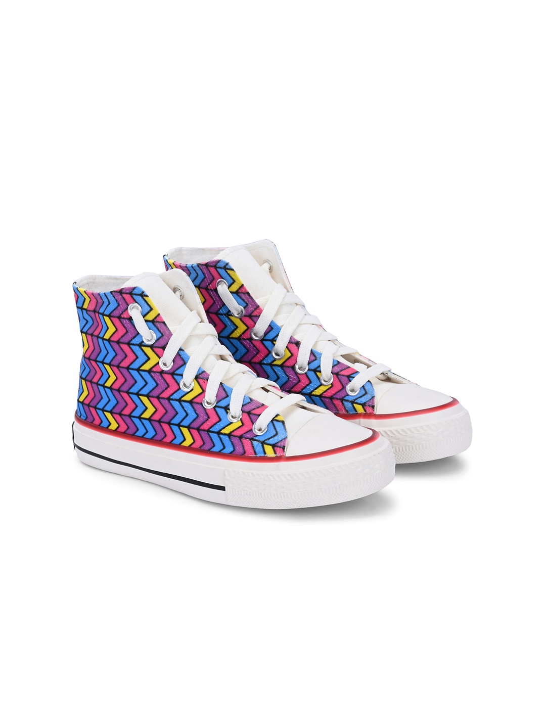 

CROWCIA LONDON Women Printed Round Toe Lightweight Canvas Sneakers, Blue