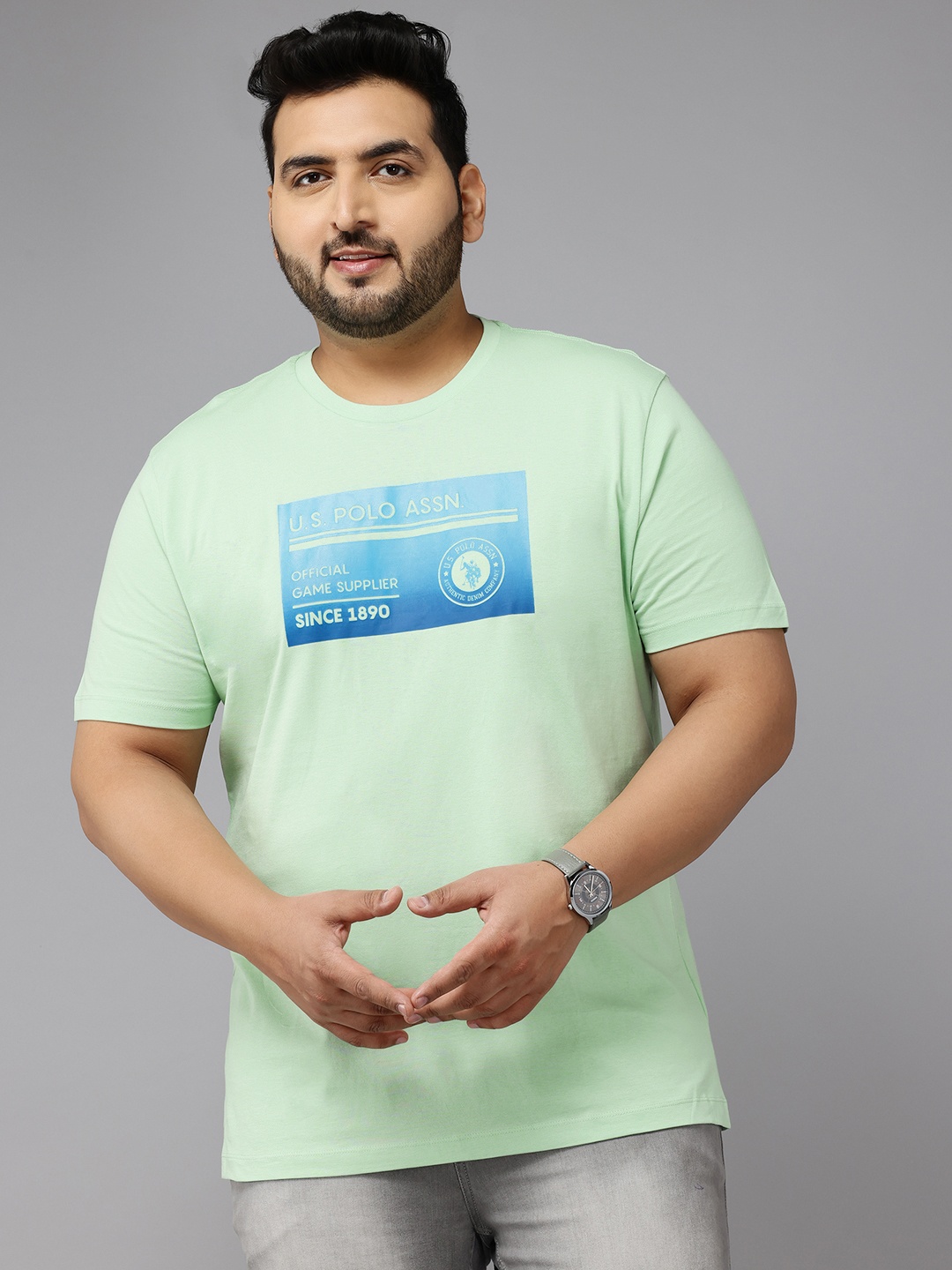 

U.S. Polo Assn. Denim Co. Plus Size Printed Pure Cotton T-shirt, Green