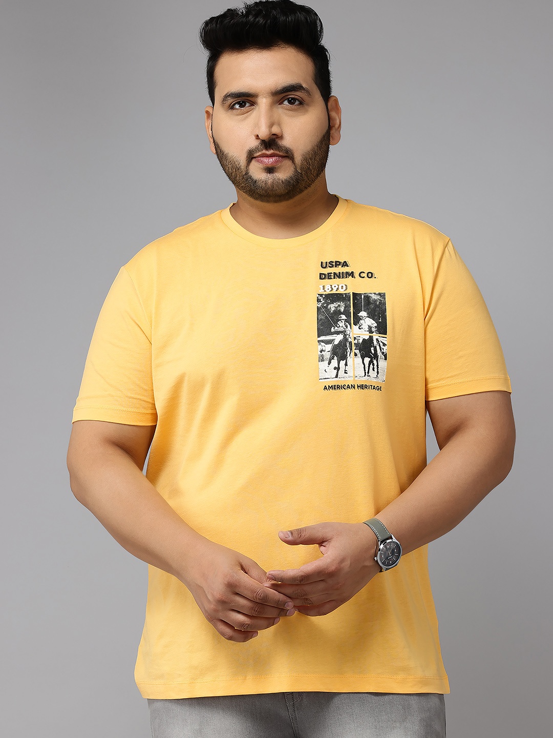 

U.S. Polo Assn. Denim Co. Plus Size Pure Cotton T-shirt, Yellow