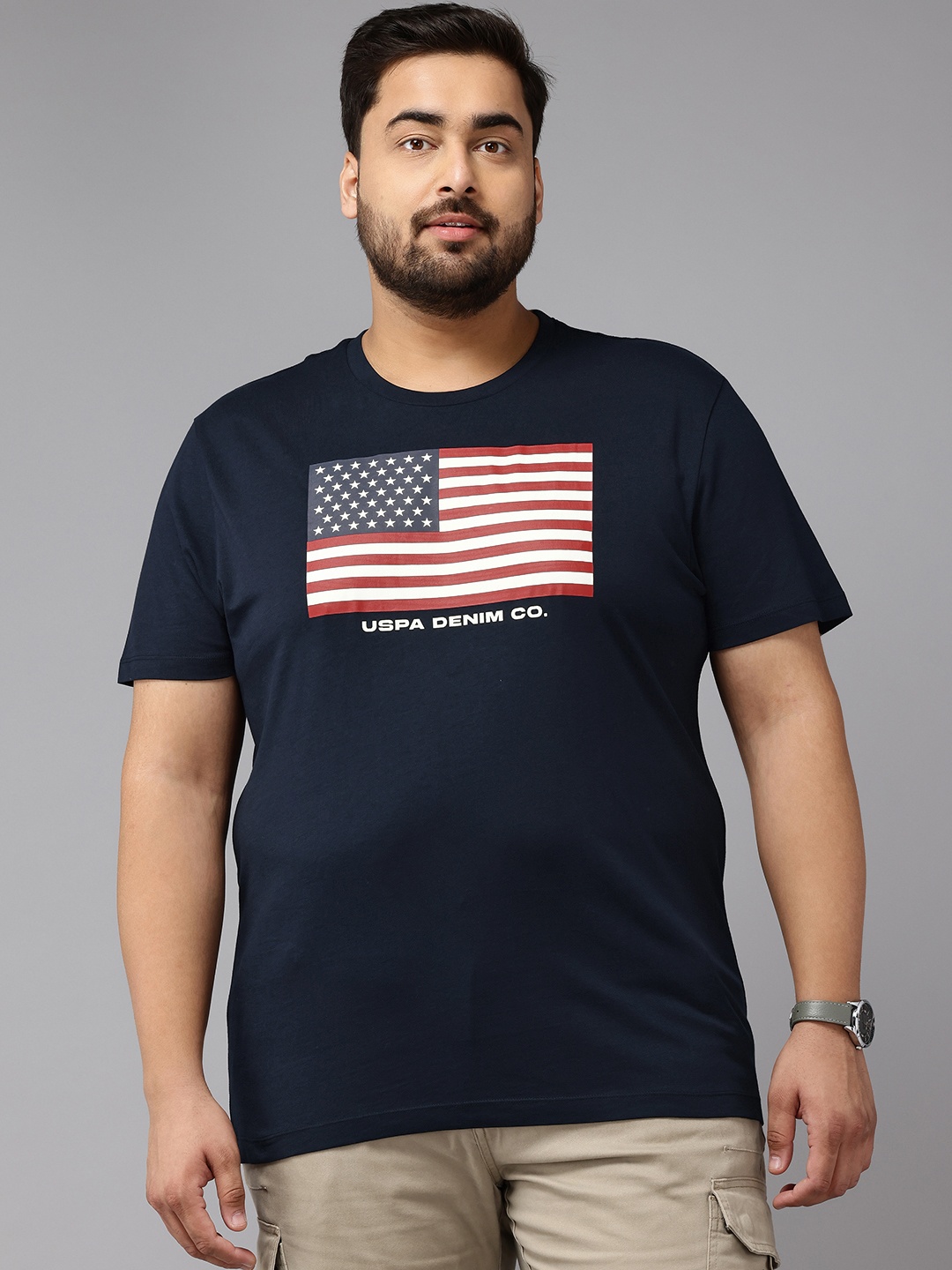 

U.S. Polo Assn. Denim Co. Printed Pure Cotton Slim Fit T-shirt, Navy blue