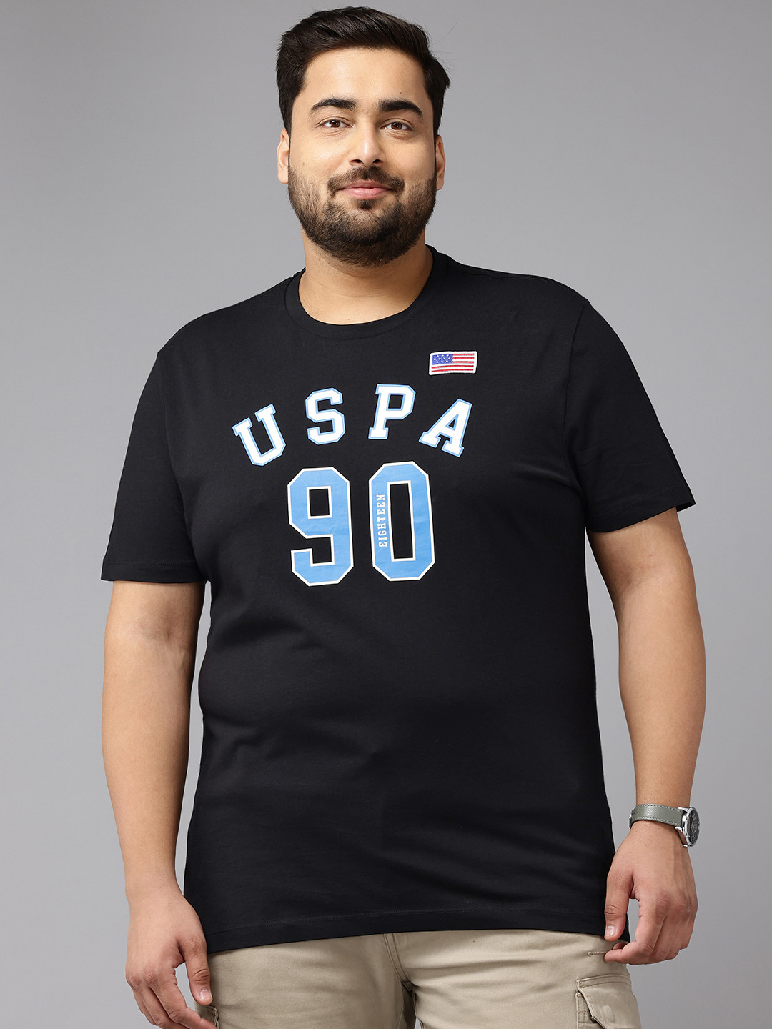 

U.S. Polo Assn. Denim Co. Typography Printed Pure Cotton Slim Fit T-shirt, Black