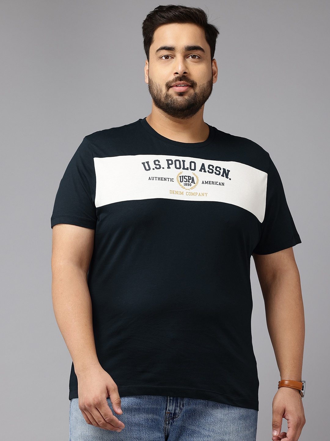 

U.S. Polo Assn. Denim Co. Plus Size Brand Logo Printed Slim Fit T-shirt, Black