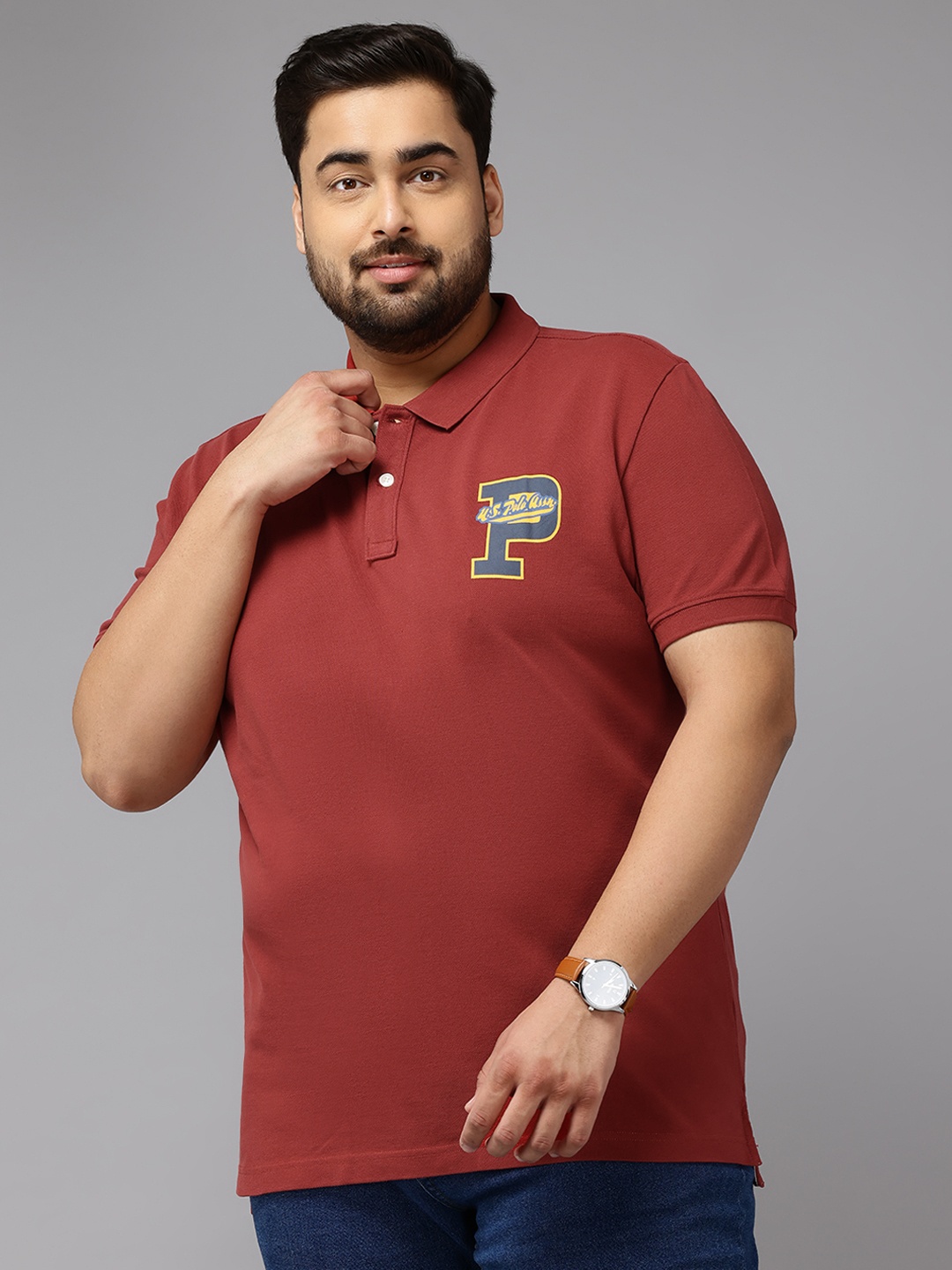 

U.S. Polo Assn. Denim Co. Plus Size Polo Collar Pure Cotton Slim Fit T-shirt, Rust