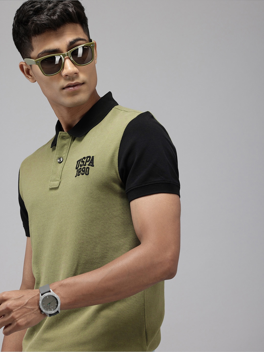 

U.S. Polo Assn. Denim Co. Polo Collar Pure Cotton Slim Fit T-shirt, Olive