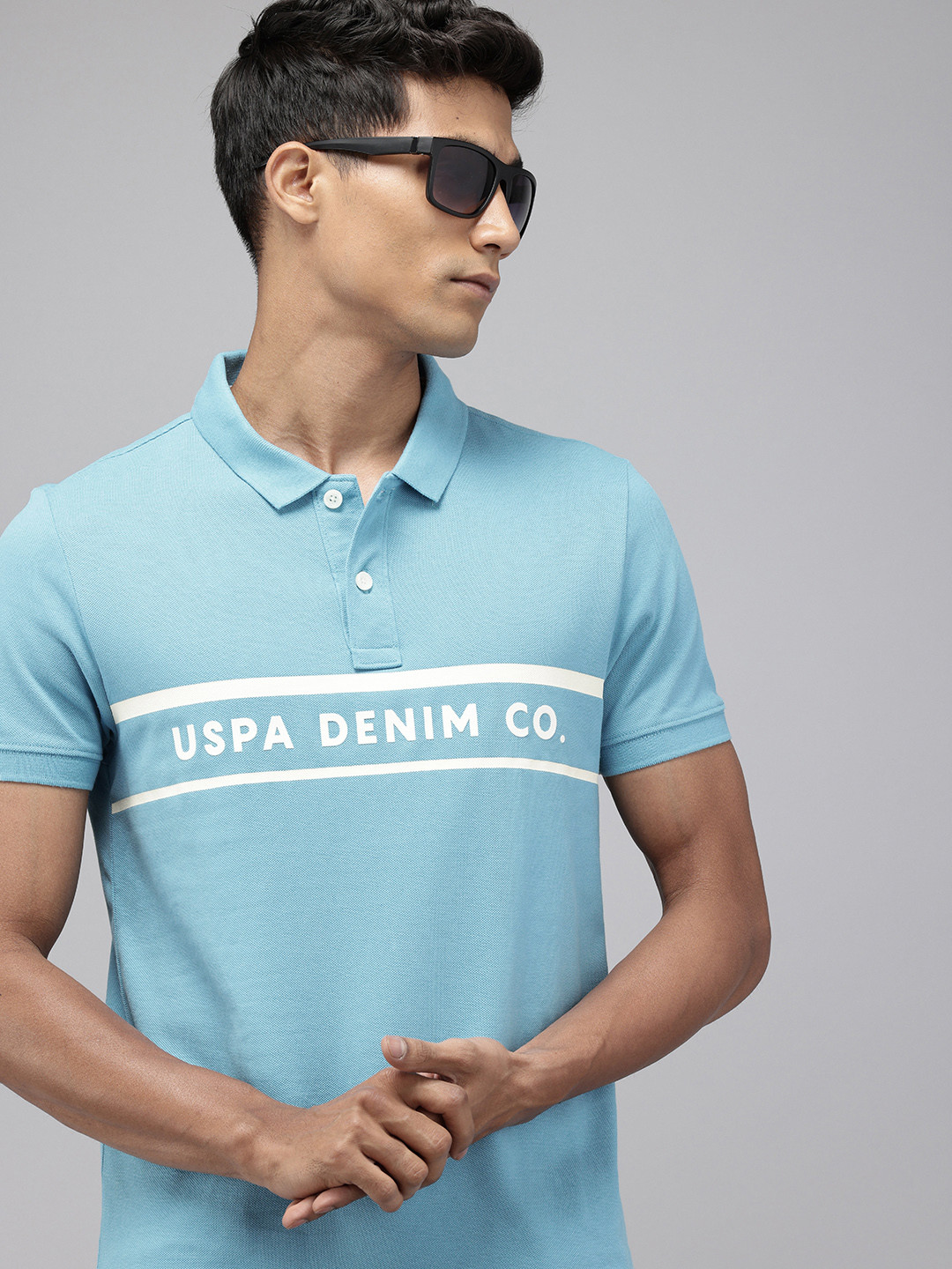 

U.S. Polo Assn. Denim Co. Striped Polo Collar Pure Cotton Slim Fit T-shirt, Blue
