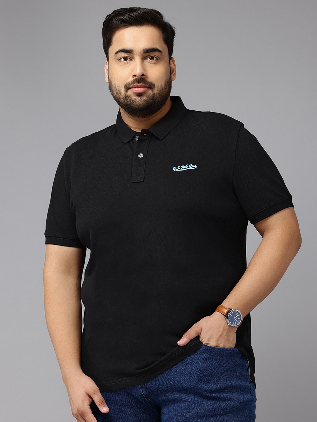 

U.S. Polo Assn. Denim Co. Plus Size Polo Collar Pure Cotton Slim Fit T-shirt, Blue