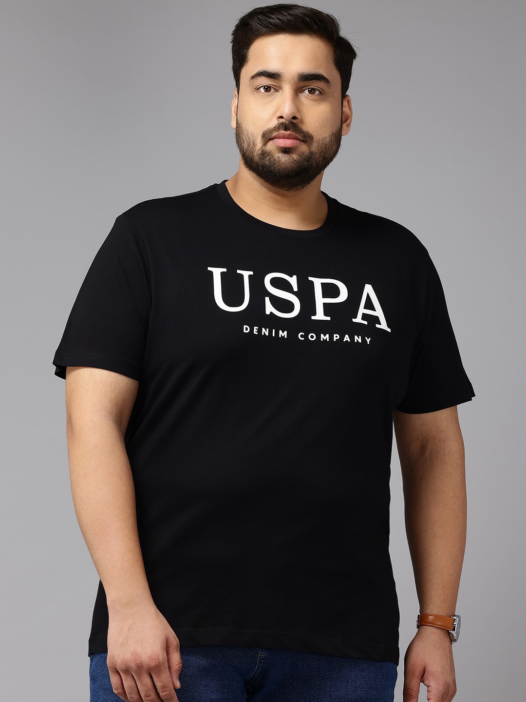 

U.S. Polo Assn. Denim Co. Plus Size Printed Pure Cotton T-shirt, Black
