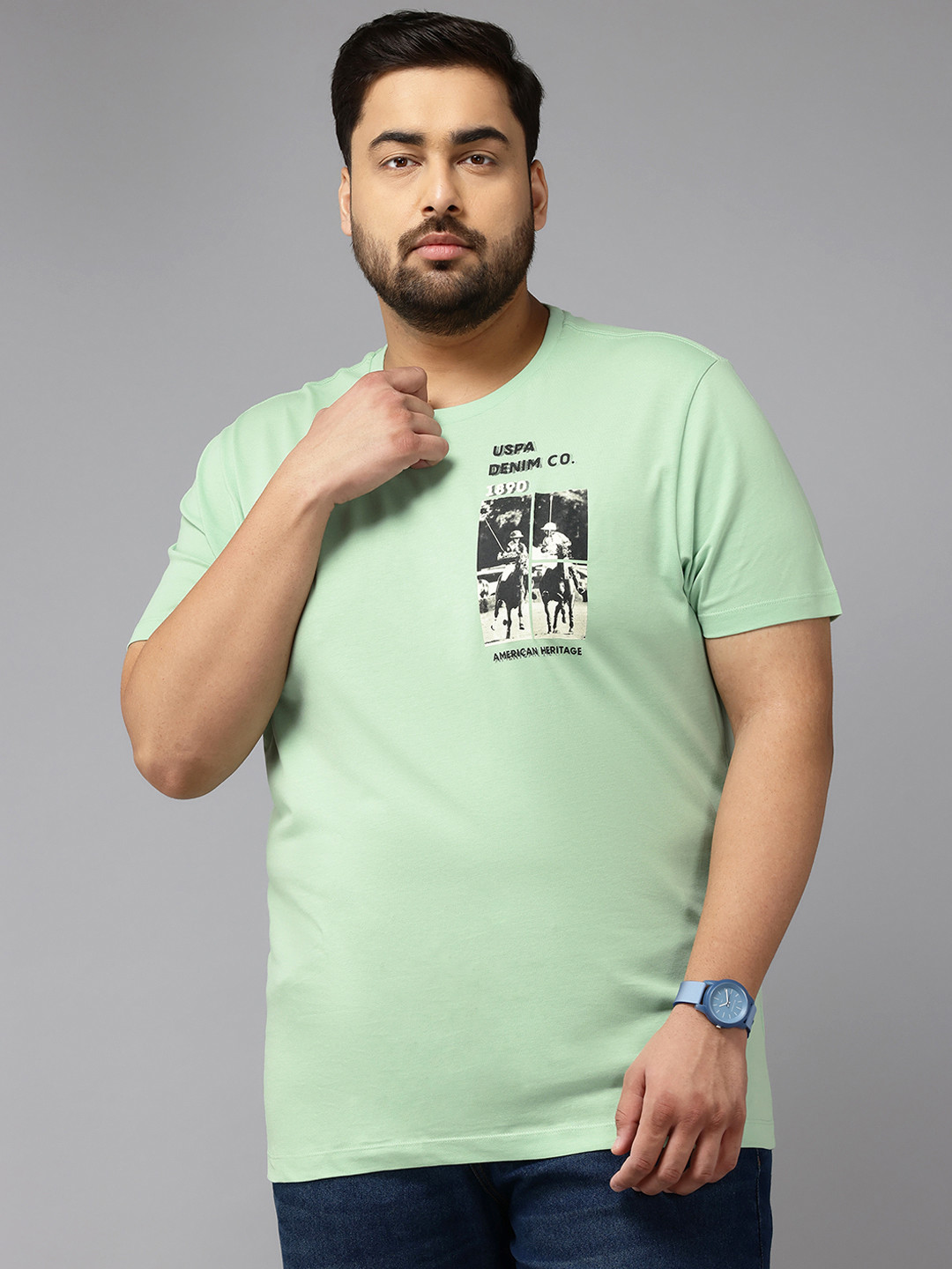 

U.S. Polo Assn. Denim Co. Plus Size Pure Cotton T-shirt, Green