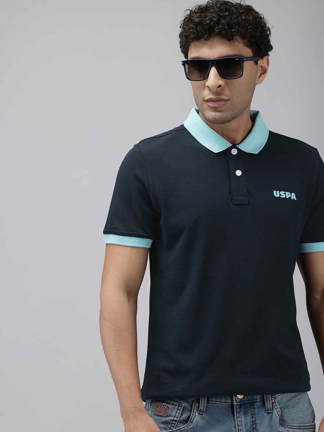 

U.S. Polo Assn. Denim Co. Polo Collar Pure Cotton Slim Fit T-shirt, Navy blue