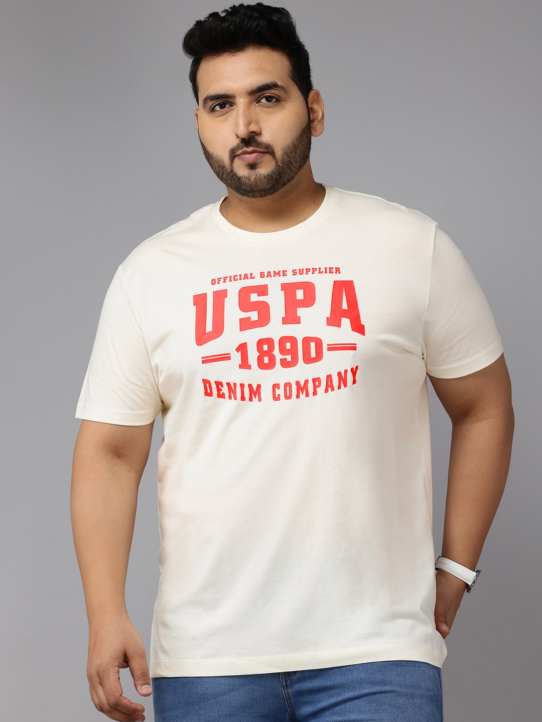 

U.S. Polo Assn. Denim Co. Plus Size Brand Logo Printed Slim Fit T-shirt, White