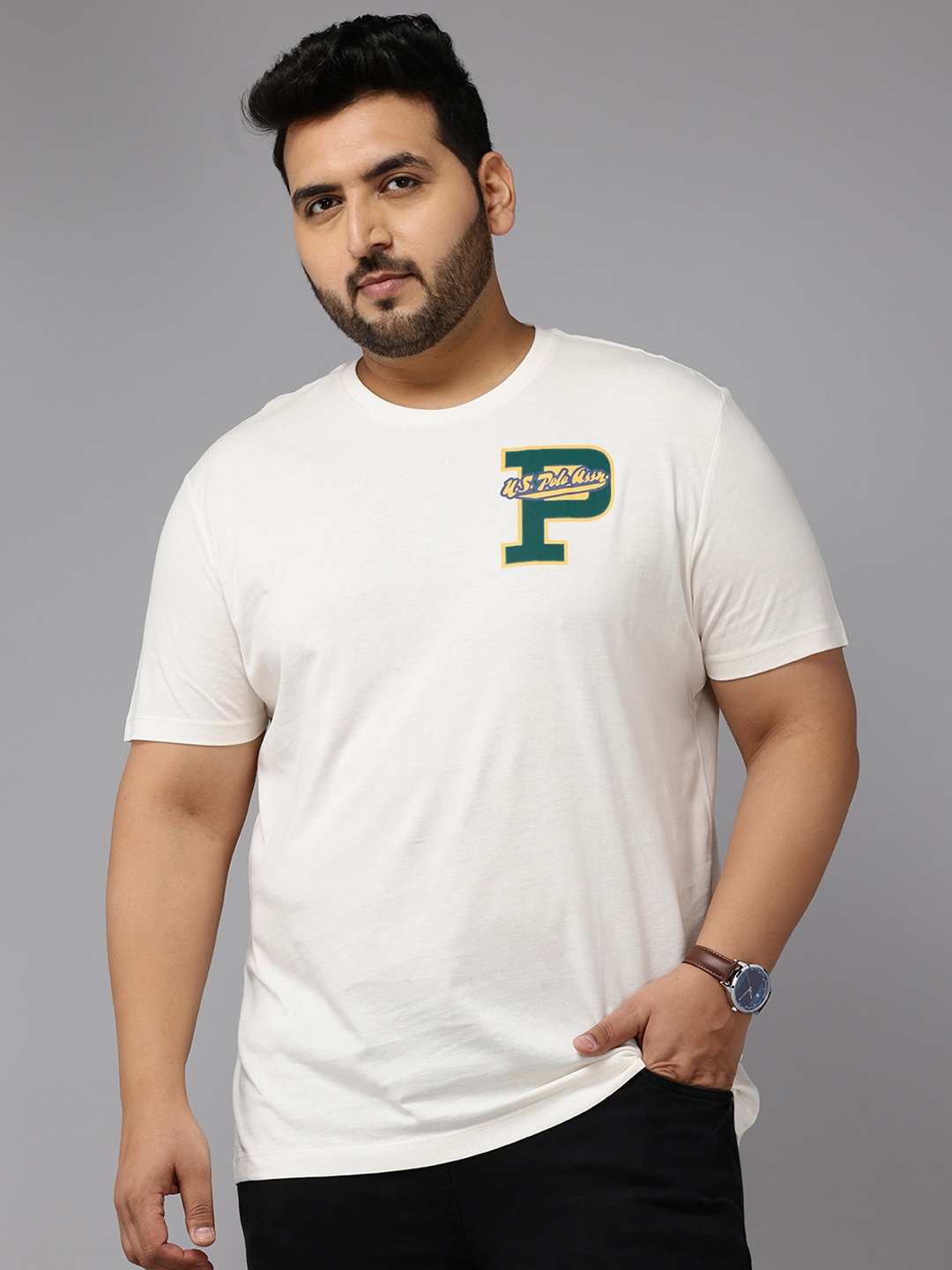 

U.S. Polo Assn. Denim Co. Pure Cotton Slim Fit T-shirt, Cream