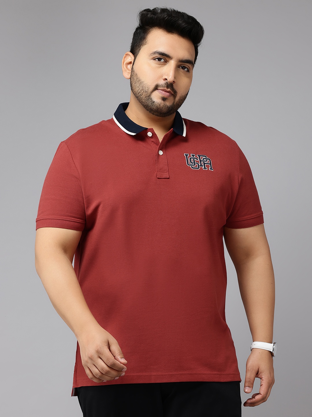 

U.S. Polo Assn. Denim Co. Plus Size Polo Collar Pure Cotton Slim Fit T-shirt, Maroon