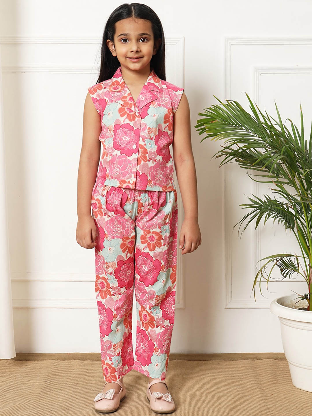 

Readiprint Printed Cotton Shirt With Trousers Clothing Set, Pink