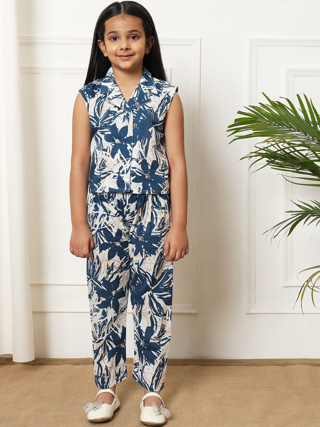 

Readiprint Girls Floral Printed Top With Trouser, Blue