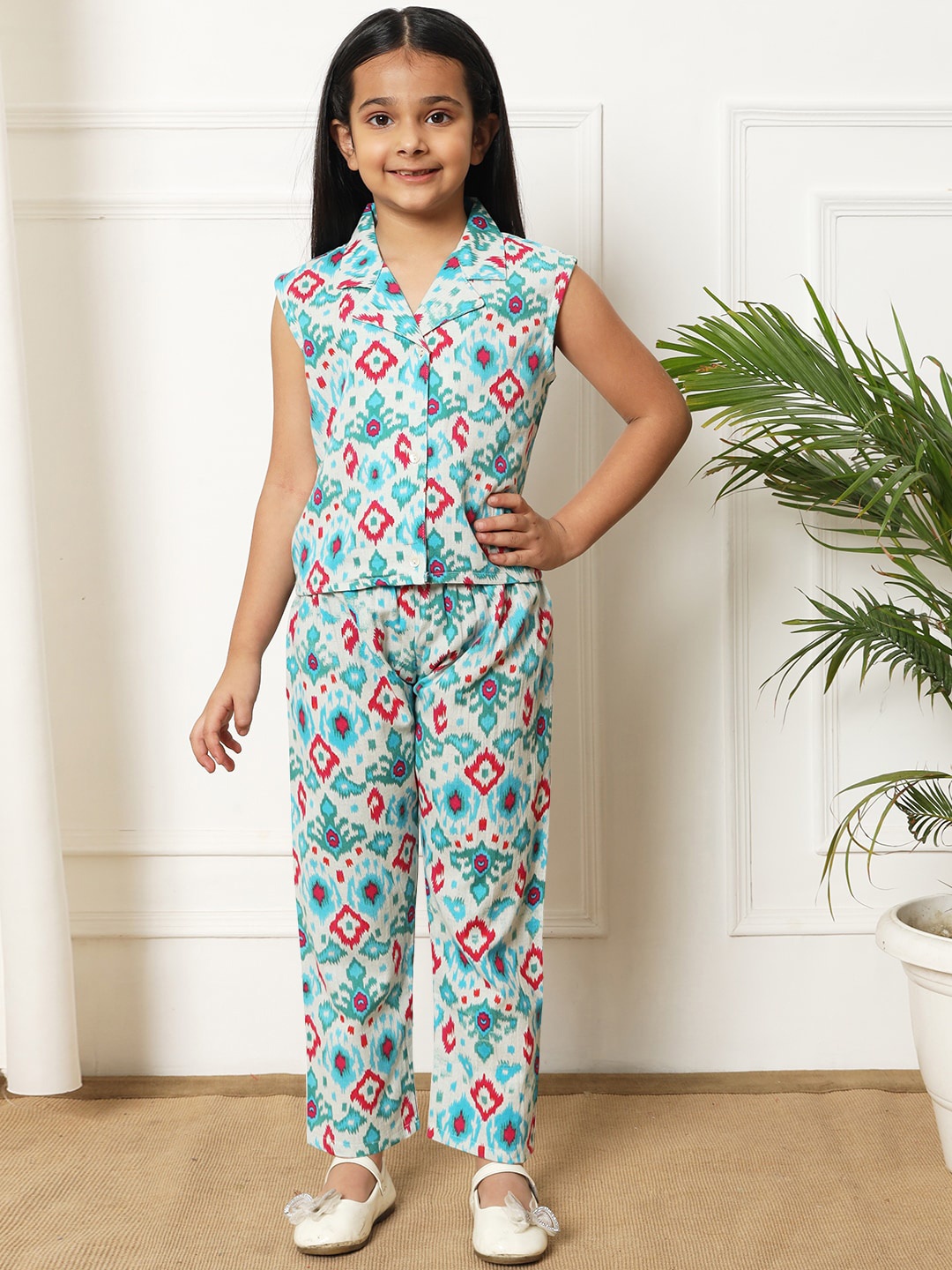 

Readiprint Printed Cotton Shirt With Trousers Clothing Set, Blue